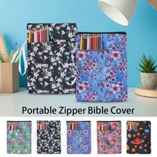 Portable Bible Cover Zipper Handbag Multi-functional Book Bag Printed Book Cover