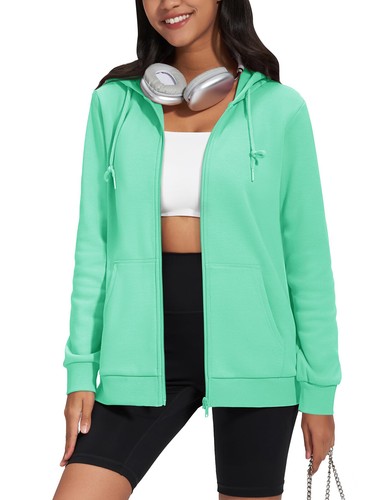 Women's Fleece Hoodies Casual Lightweight Sweatshirt Full Zip Sportswear Jackets - Picture 73 of 102