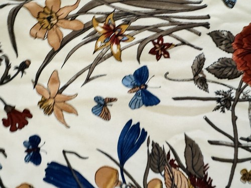 Camicetta floreale vintage anni 70 80 ๐ FUNGHI FARFALLA L XL marrone blu avorio giallo - Foto 11 di 18