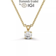 IGI Lab Grown Diamond D VS1 2.00 Carat Round Solitaire Pendant Necklace 14K Gold