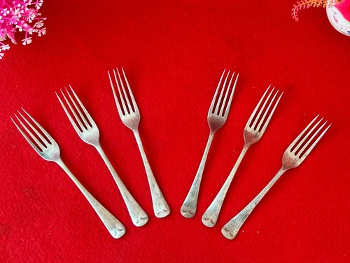 An Old Fine Sheffield Plate E.P.N.S.A,I Unique Rare Brass Fork Set of 6 Piece - Picture 11 of 15