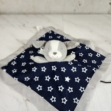 Carters Child of Mine Gray Puppy Dog Lovey Blue Stars Rattle Security Blanket