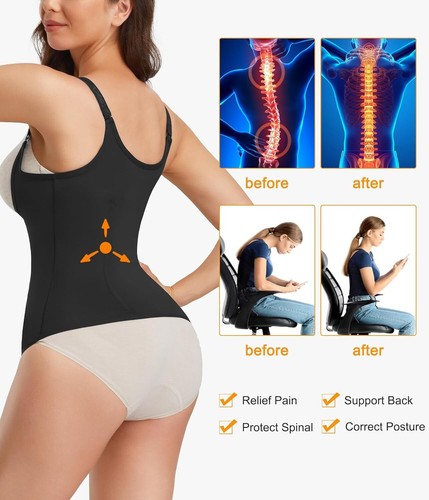 Women Slimming Body Shaper Waist Trainer Vest Sweat Sauna Tank Top Shapewear Gym - Picture 5 of 10