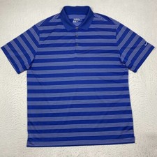 Nike Golf Polo Shirt Tour Performance Dri Fit Mens XL Blue Stripe Short Sleeve