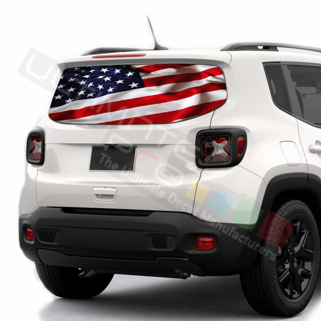 Flags Decals Rear Window See Thru Stickers Perforated for Jeep Renegade