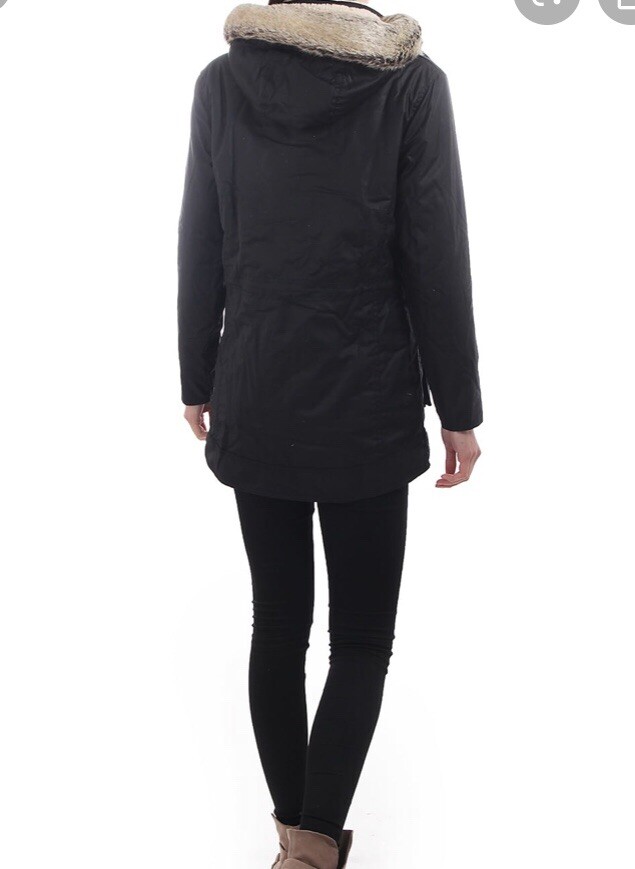 Barbour Carribena Wax Parka- Faux Fur-Navy US 4/ UK 8 | eBay