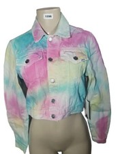 Levi’s Tie Dye Crop Denim Jacket Womens Juniors Multicolor Small Made In Usa