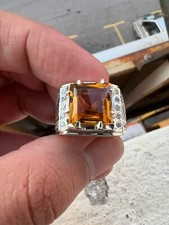 5,0 Karat im Labor hergestellter goldener Topas 925 Sterlingsilber Ring für H...