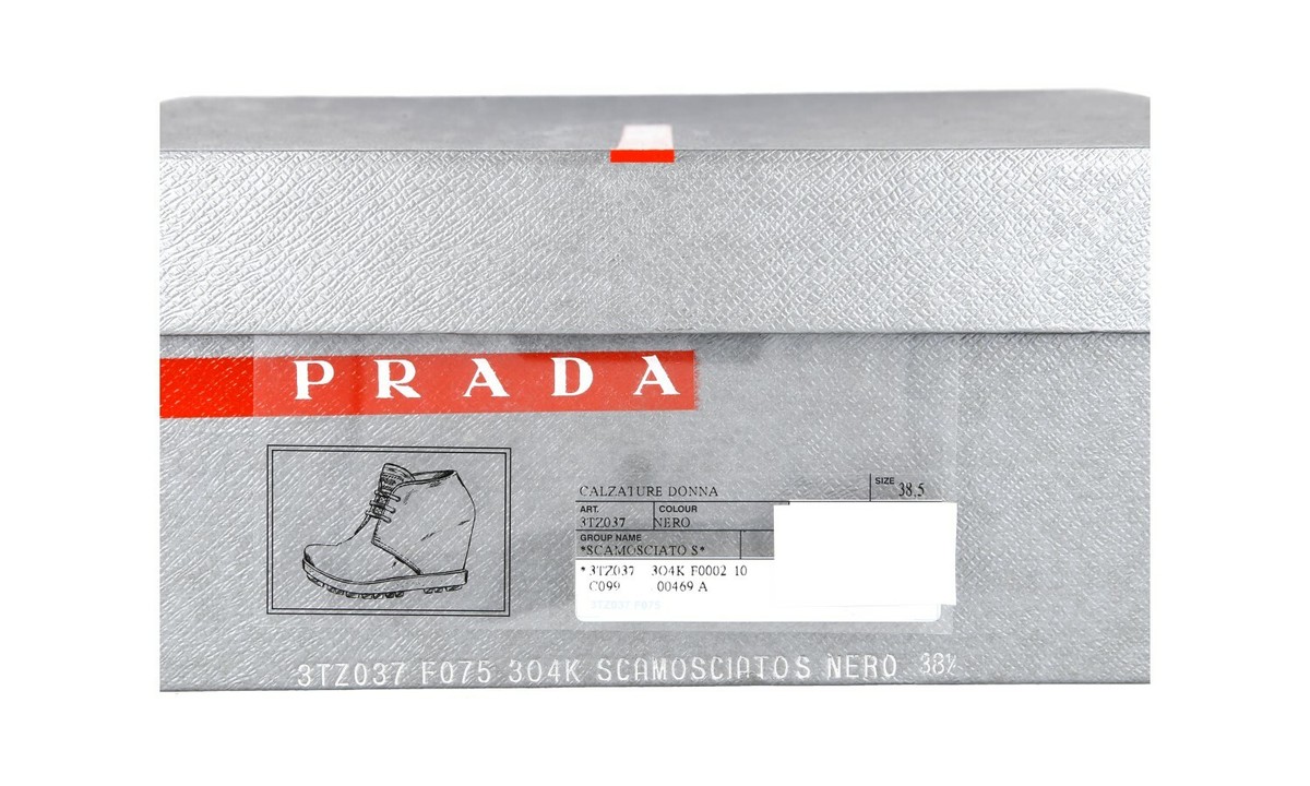 LUXURY PRADA HALF-BOOT WEDGES SHOES 3TZ037 BLACK SUEDE NEW LUXURY PRADA HALF-BOOT WEDGES SHOES 3TZ037 BLACK SUEDE NEW