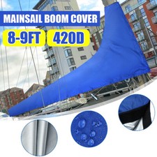 Blue 420D 8-9ft Sail Cover Mainsail Boom Boat Cover Anti UV Sunshade Waterproof