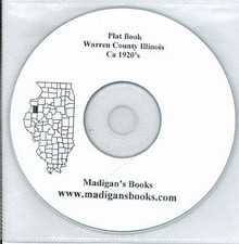 Warren Co Illinois IL 1920's Atlas plat book genealogy history land owners CD