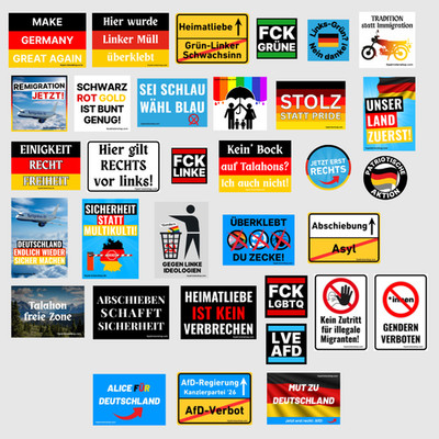 AfD-Aufkleber rechte Aufkleber gegen Linke Heimatliebe 33er Paket (165 - 3300St)