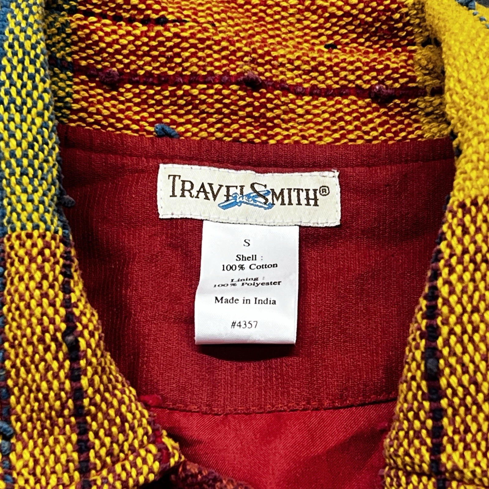 Travel Smith Patchwork Button Up 100% Cotton Blaz… - image 7