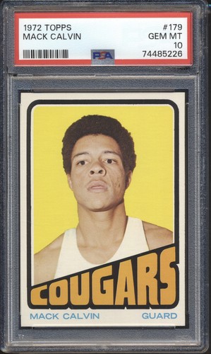 1972 Topps Basketball Mack Calvin #179 PSA 10 CAROLINA COUGARS GEM MINT POP 9