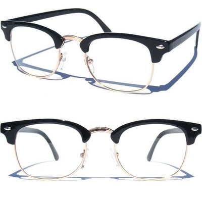 Half Frame Clear Lens Eye Glasses Vintage Style Retro Metal Bottom
