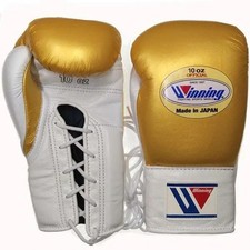 Winning Boxing Gloves 10oz Gold and White CO-MS-300 Pro Type String JAPAN