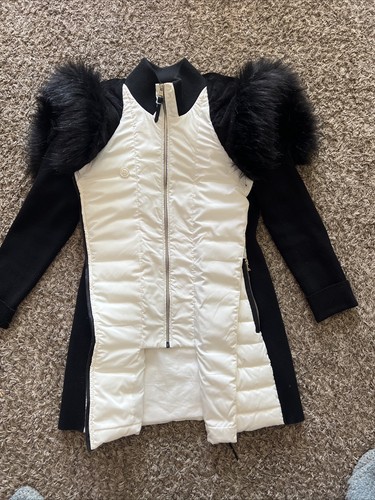 Giacca Calvin Klein Performance Walker Tg.L Bianco Nero Cappotto Parka Cappuccio Pelliccia Ecopelliccia - Foto 11 di 18