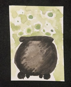 ACEO Art Card Original Watercolor 2.5x3.5in Signed by Artist “Witches Stew”