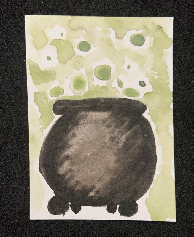 ACEO Art Card Original Watercolor 2.5x3.5in Signed by Artist “Witches Stew”
