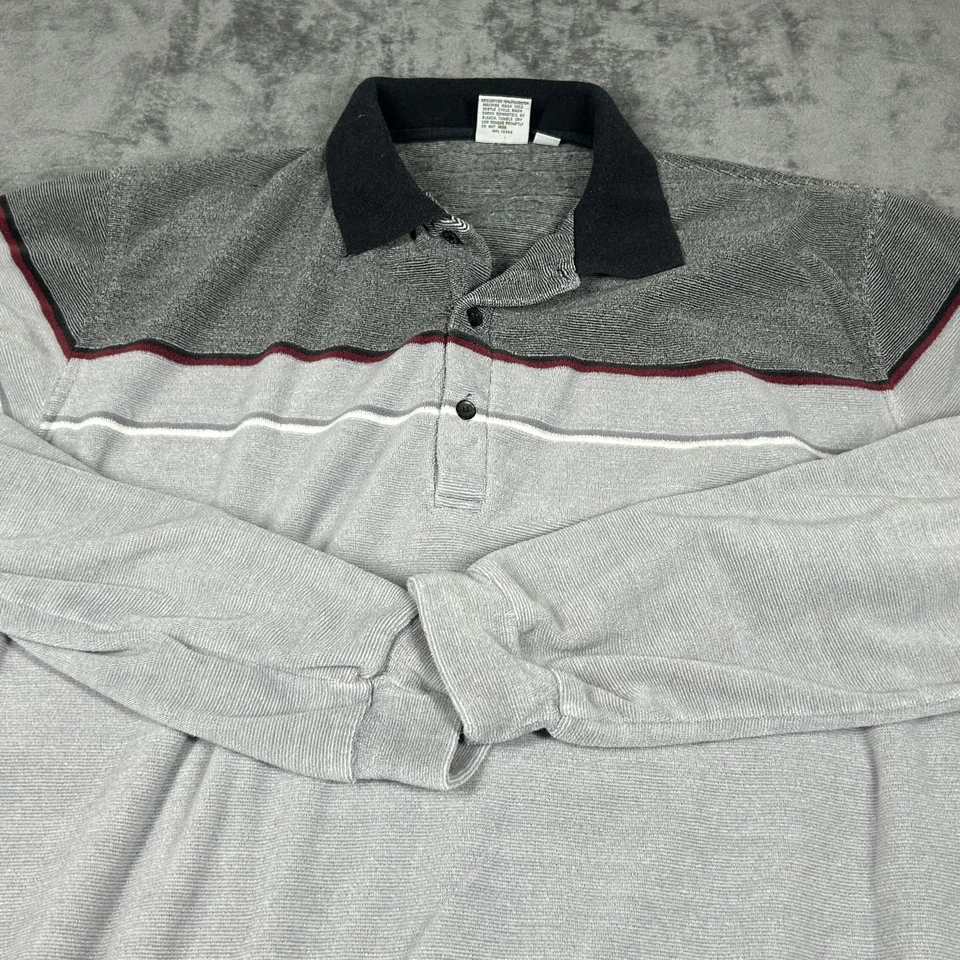 Pierre Cardin Pullover Sweater Mens XLT Gray Black Long Sleeve Striped Casual - Image 4 of 4