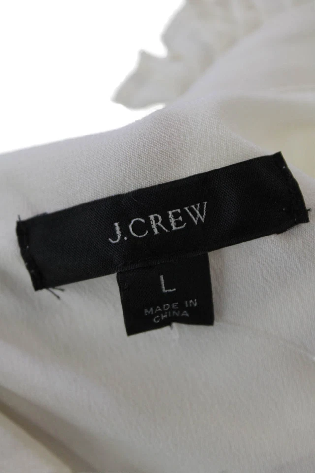 J Crew Womens Silk Pleated Long Sleeve Pullover Blouse Top Cream Size L - Image 4 of 4