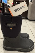 NEW Bogs Big Kids Grasp Solid Snow Boots BLACK Size 3