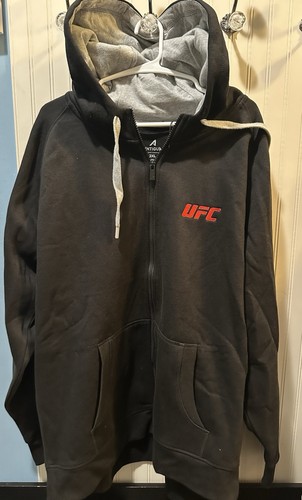 UFC Full Zip Hoodie Jacket Black Antigua Apparel Men’s 2XL NWT Embroidered Logo