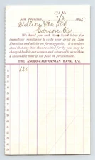 California San Francisco Anglo Bank Carson City 1895 Receipt 6 x 3.5"