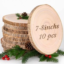 Tioncy 10 Pack Large Wood Slices 7-8" Unfinished Rounds for Centerpieces  Craft