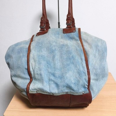 Diesel Y2K Archive Irregular Boston Tote Bag Denim Leather Large