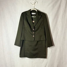 TA Travis Ayers Studio Olive Skirt Suit 2pc Women 12 Career Set