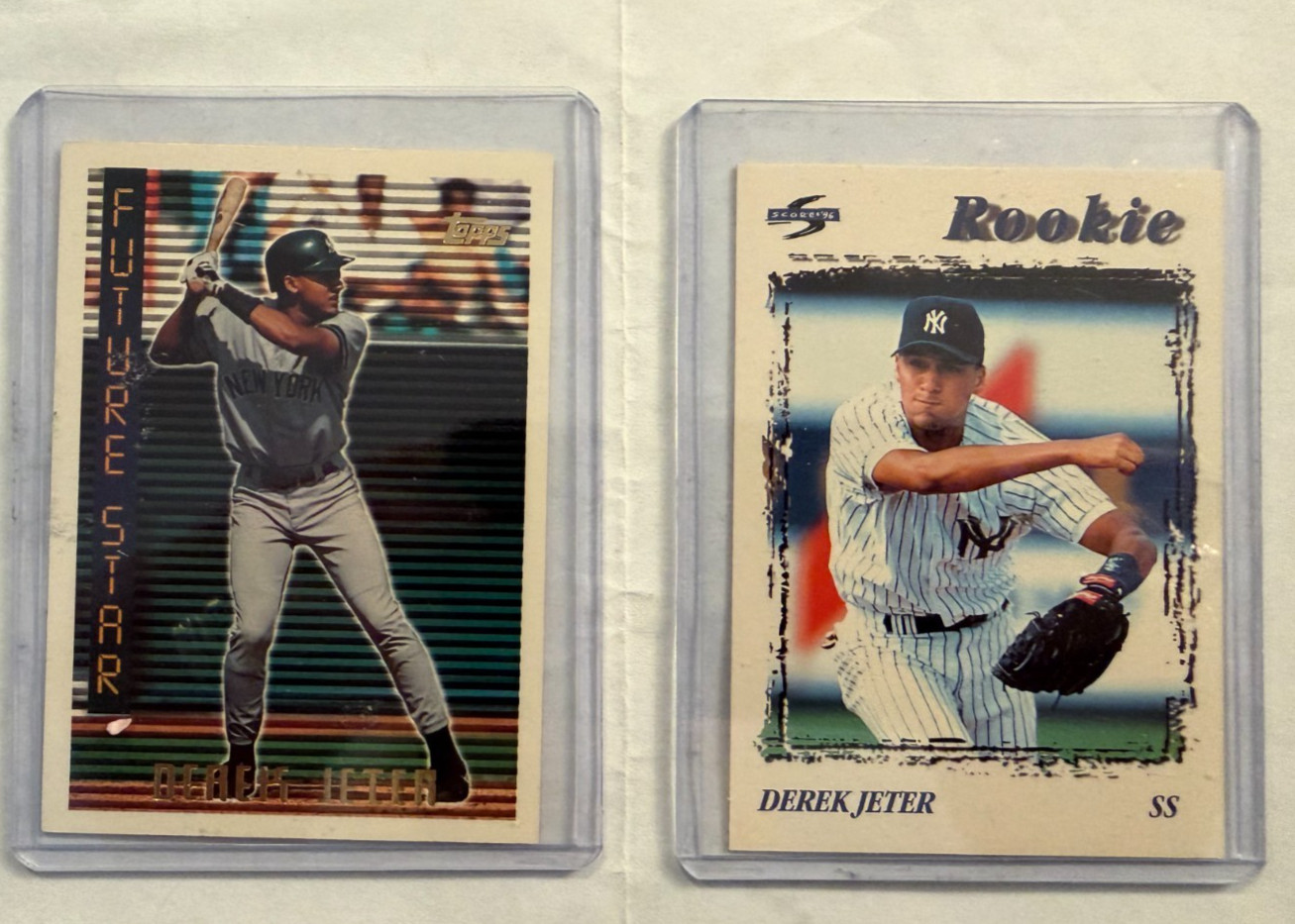 2 DEREK JETER ROOKIE BASEBALL CARDS 1995 PINNACLE & TOPPS