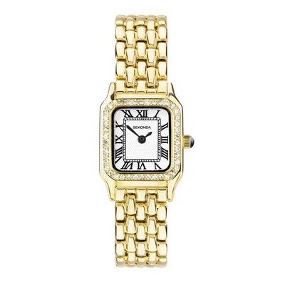 Sekonda Monica 20mm Classic Stone Set Bezel Gold Uhr Modell 40642