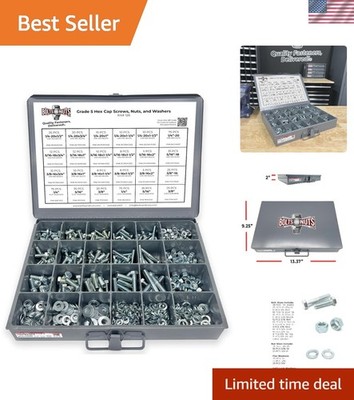 Comprehensive 574-Piece Grade 5 Fastener Set - Bolts, Nuts & Washers Included