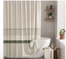 Boho Shower Curtain, Modern Farmhouse Shower Curtain Set Sage Green 430