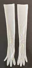 Vintage white 23  Length  faux pearl buttons full length opera gloves