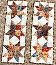 Handmade Quilted Table Runner/Topper set of 2 8" x 23 1/2" Multi color