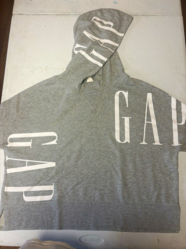 GAP Men’s Gray Graphic Logo Pullover Hoodie Fleece Cotton Blend XL