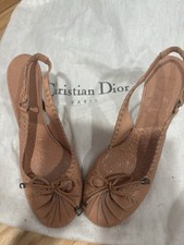 Vintage Christian Dior Paris Slingback Flats Horn Heel D Hardware 37.5