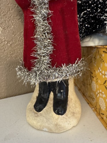 14" Belsnickle Red Santa Claus Tinsel Accents w Bottle Brush Christmas Tree - Picture 5 of 12