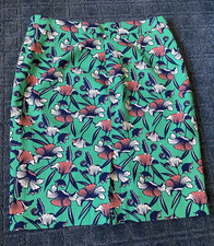 J.CREW Green Multicolor Floral A-Line Short Skirt Lined Zip Twill Size 2