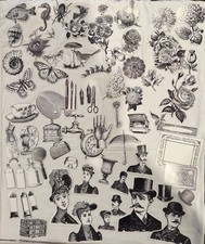 72 Vintage Victorian Ephemera Die Cuts Black  White Junk Journal Scrapbook