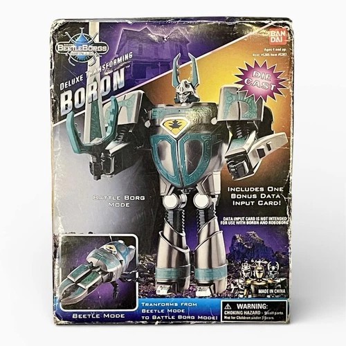 Vintage 1997 Bandai BeetleBorgs Diecast Deluxe Transforming Boron Damaged Box