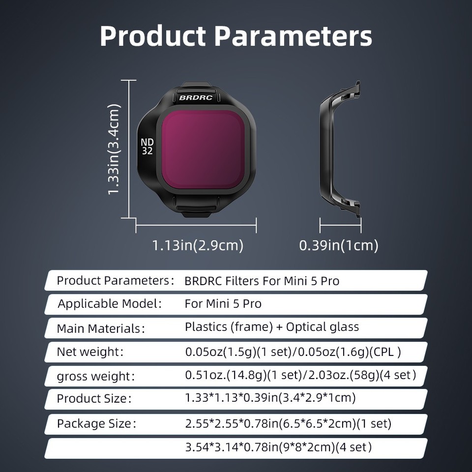 Drone Lens UV CPL+ND8+ND16+ND32 Filter Optical Glass Filter for DJI ...