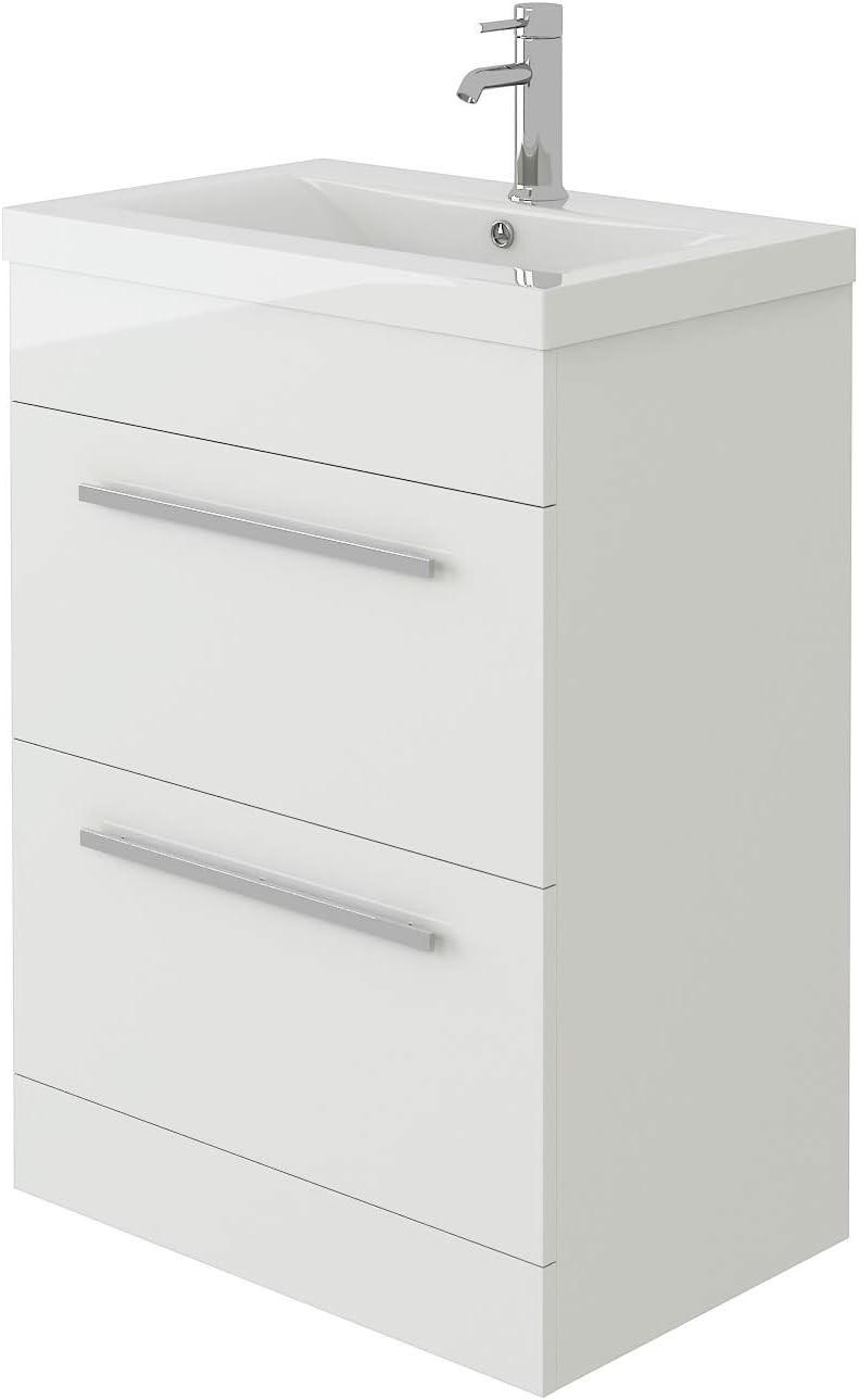Vanity Basin Unit Mid-Edge Slim Modern Sink Cabinet White Various Sizes