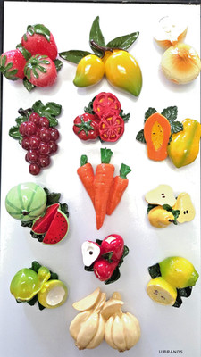 Farm Fresh Vintage Fridge Magnets - Set of 13 Jumbo size Fruit & Vegetable Decor