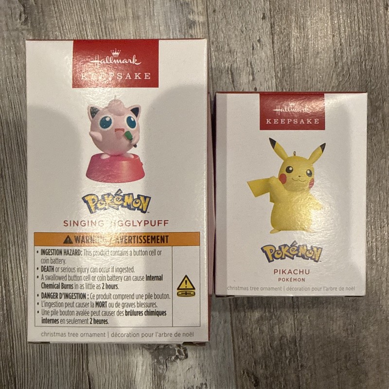 Lot Of 2 Hallmark 2025 Pokemon SINGING JIGGLYPUFF & PIKACHU Ornament ~ NMIB