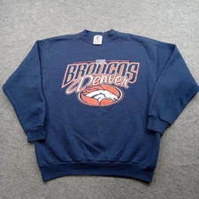 Vintage Denver Broncos Sweatshirt Mens Large Blue NFL Football Logo Athletic 90s