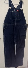 NWT Dickies Indigo Bib Overalls Dark Blue Denim 44x30 Zip Fly