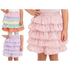 Kids Girls 5-Layer Princess Flowy Ruffle Skirt Scooter Daily Wear Party Mesh